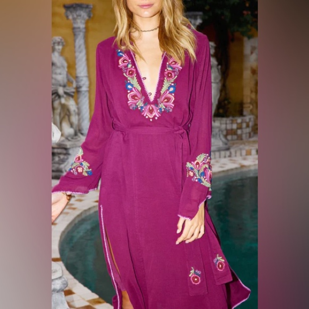 CU embroidered cotton gauze midi NWT